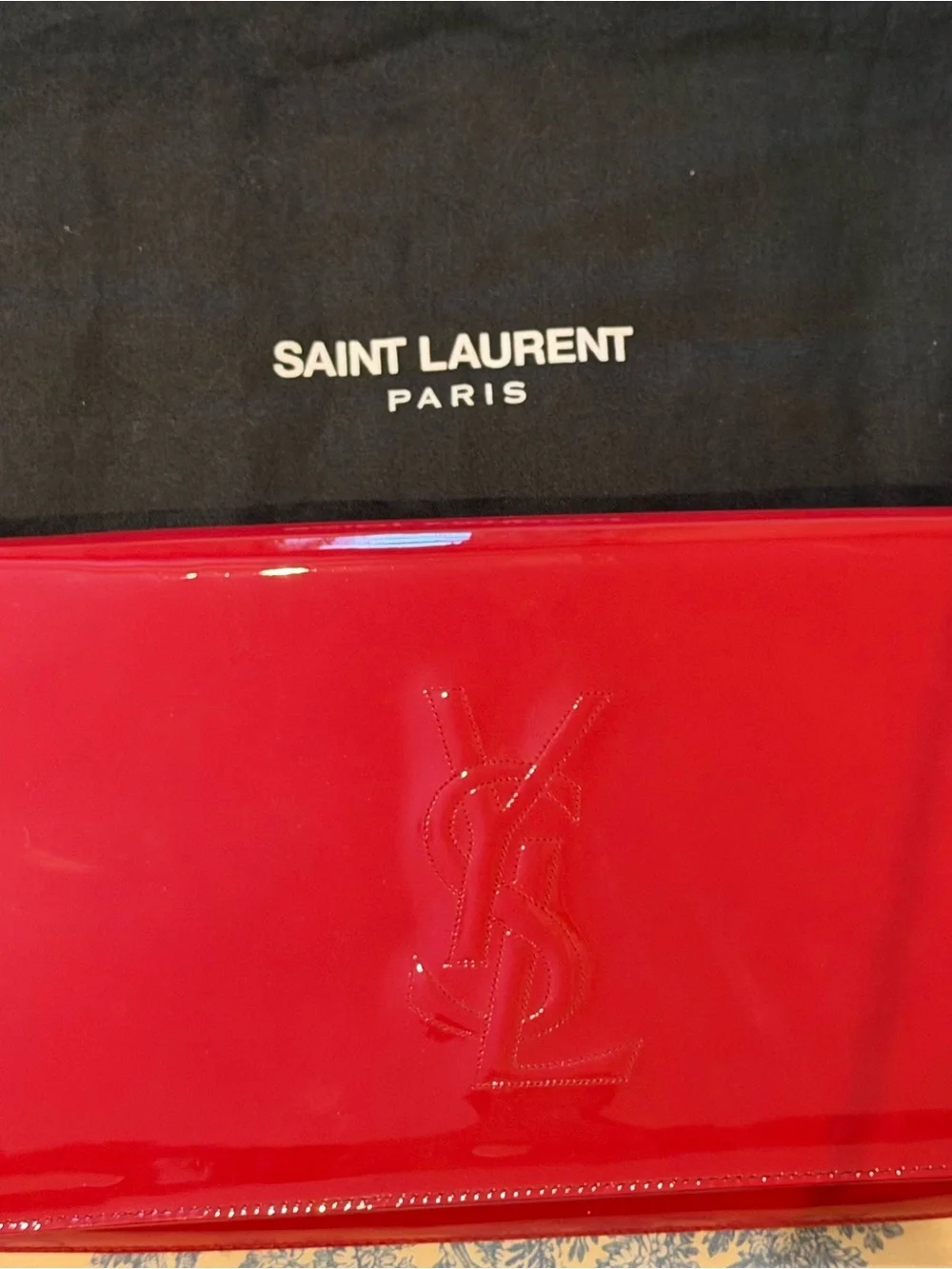 Saint Laurent Red Patent Logo Clutch